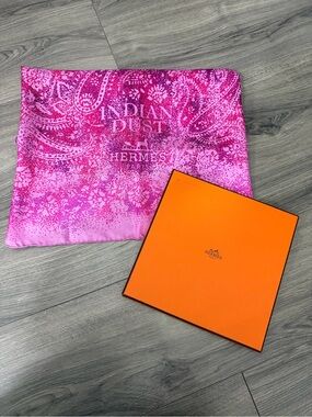 Hermes Pink Paisley 'Indian Dust' Silk Scarf